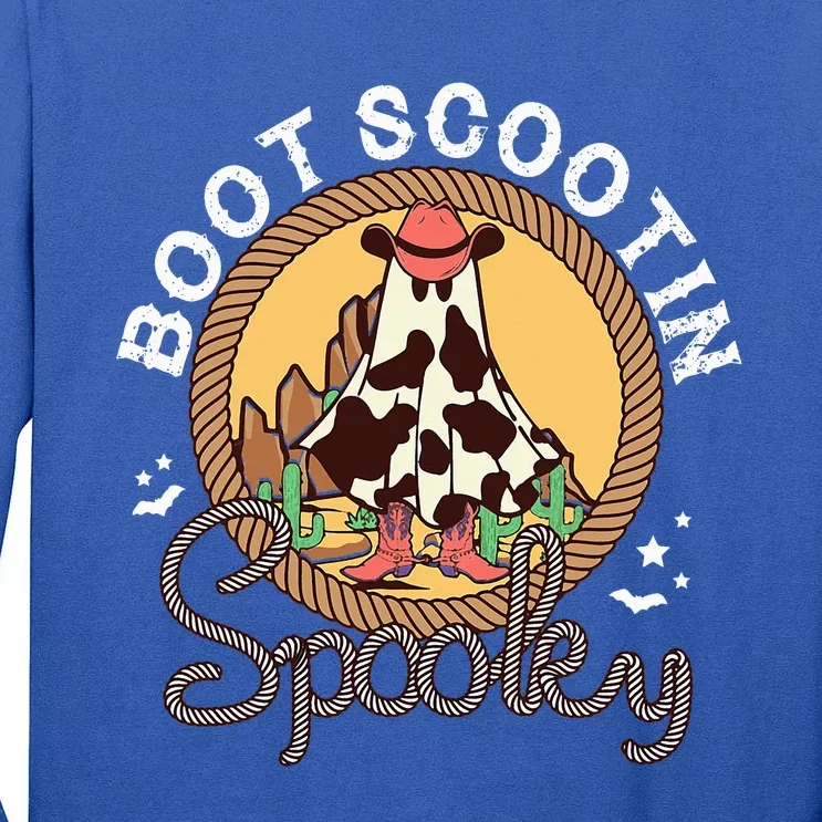 Boot Scootin Spooky Western Halloween Ghost Spooky Season Tall Long Sleeve T-Shirt