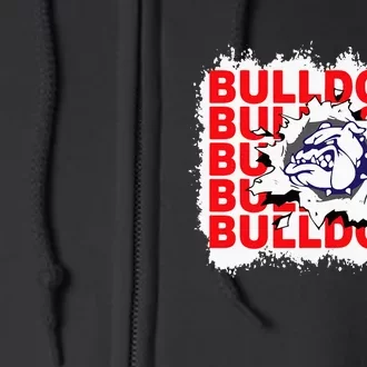 Bulldogs School Sports Fan Team Spirit Full Zip Hoodie