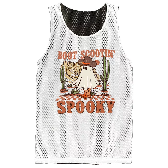 Boot Scootin Spooky Western Halloween Ghost Spooky Season Mesh Reversible Basketball Jersey Tank