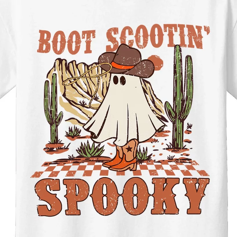 Boot Scootin Spooky Western Halloween Ghost Spooky Season Kids T-Shirt