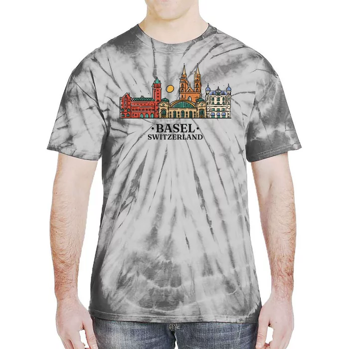 Basel Switzerland Skyline Tie-Dye T-Shirt