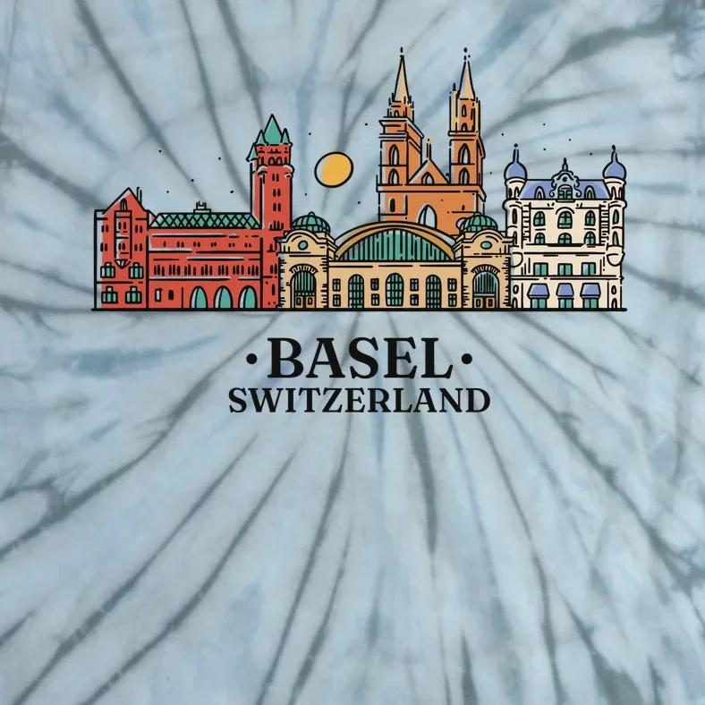 Basel Switzerland Skyline Tie-Dye T-Shirt