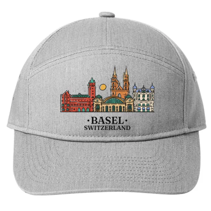 Basel Switzerland Skyline 7-Panel Snapback Hat