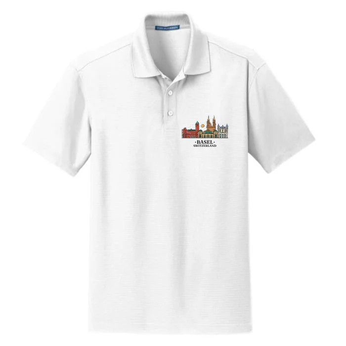 Basel Switzerland Skyline Dry Zone Grid Performance Polo