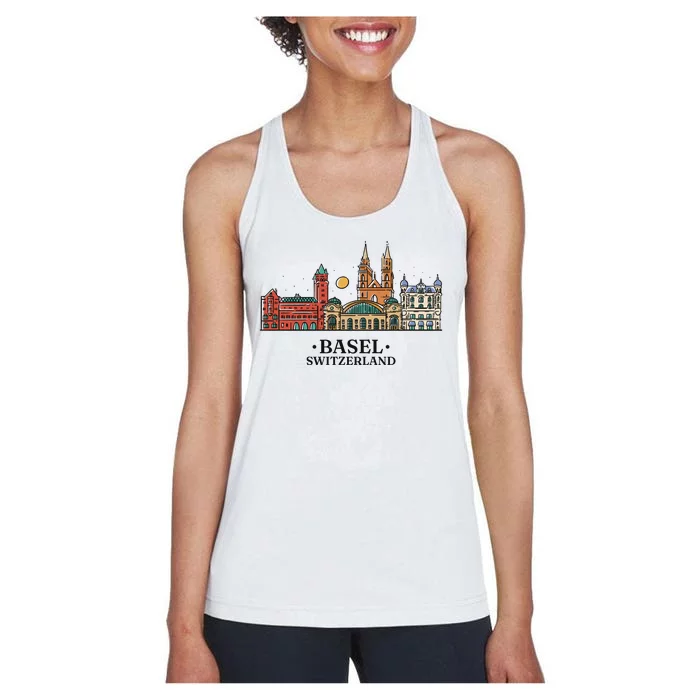 Basel Switzerland Skyline Women's Racerback Tank