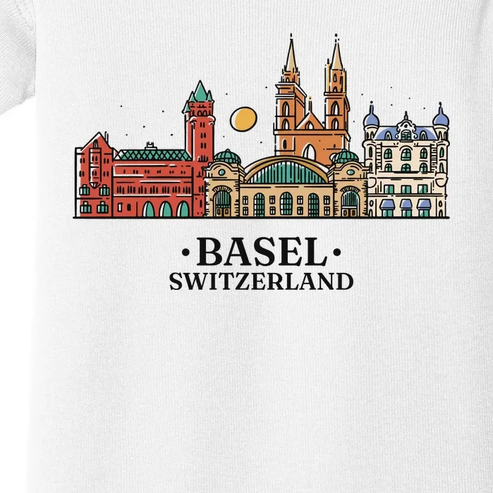 Basel Switzerland Skyline Baby Bodysuit