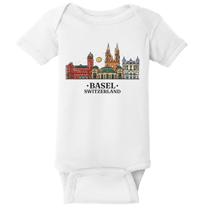 Basel Switzerland Skyline Baby Bodysuit