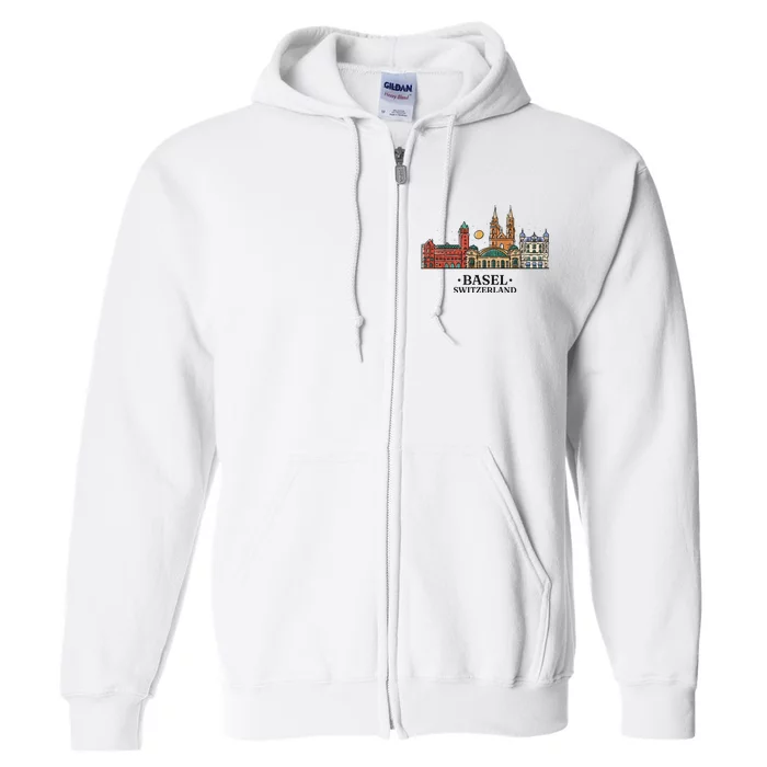 Basel Switzerland Skyline Full Zip Hoodie