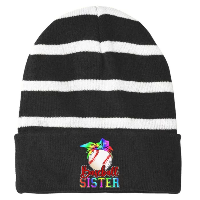 Baseball Sister Shirt Leopard Heart Mothers Day Girls Striped Beanie with Solid Band