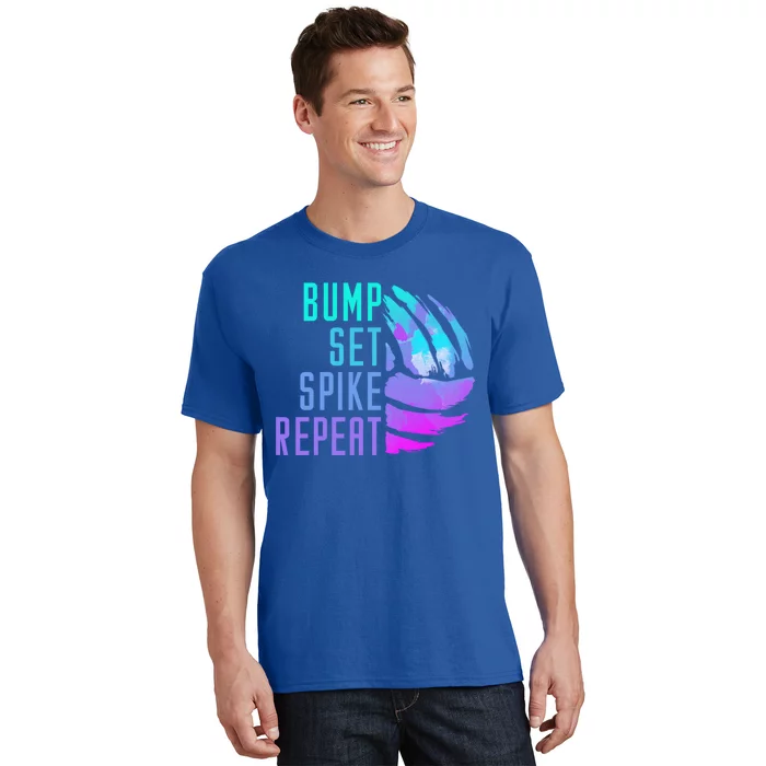 Bump Set Spike Repeat Volleyball Lover Athlete Sports Funny Gift T-Shirt