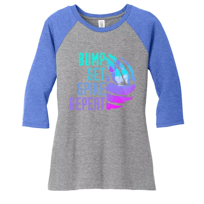 Bump Set Spike Repeat Volleyball Lover Athlete Sports Funny Gift Women's Tri-Blend 3/4-Sleeve Raglan Shirt