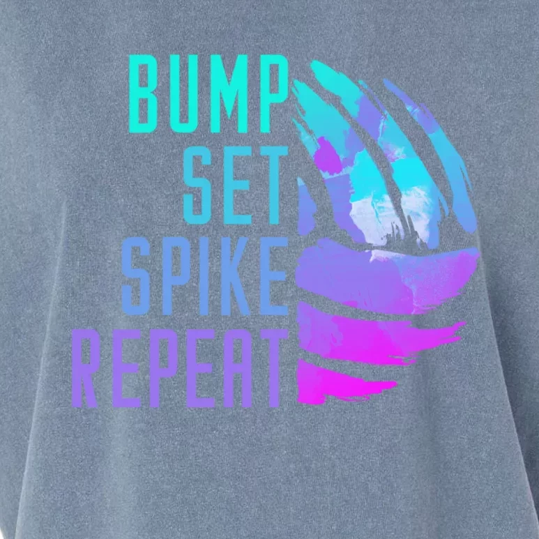 Bump Set Spike Repeat Volleyball Lover Athlete Sports Funny Gift Garment-Dyed Women's Muscle Tee