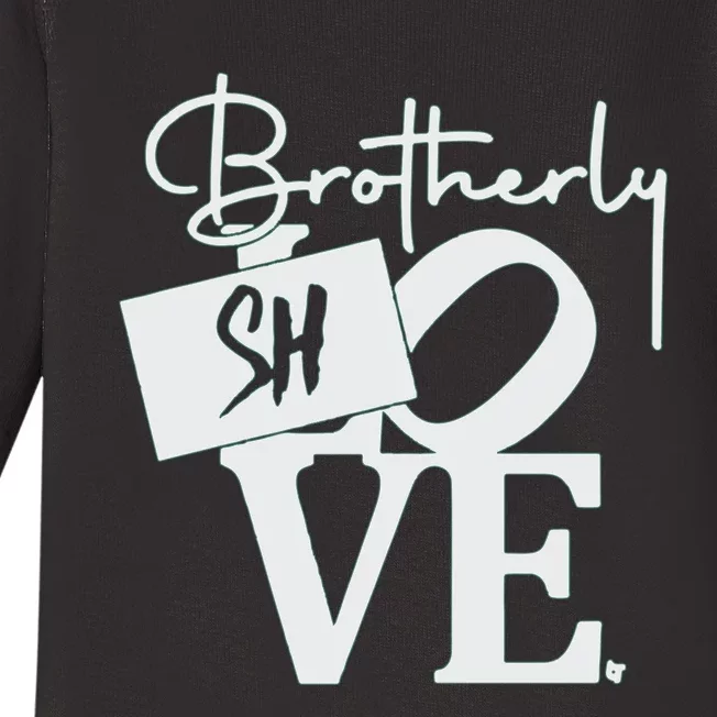 Brotherly Shove Sign Baby Long Sleeve Bodysuit