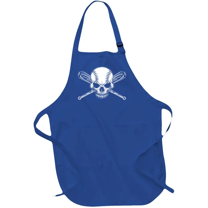 Baseball Skull Skeleton Bat Ball Game Gift Full-Length Apron With Pocket