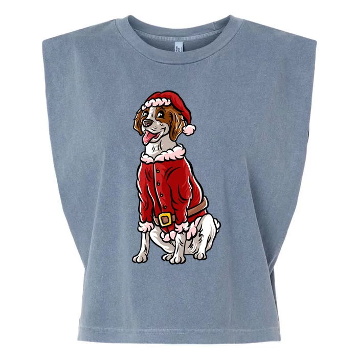 Brittany Spaniel Santa Claus Christmas Dog Merry Woofmas Meaningful Gift Garment-Dyed Women's Muscle Tee