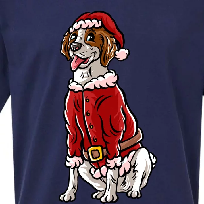 Brittany Spaniel Santa Claus Christmas Dog Merry Woofmas Meaningful Gift Sueded Cloud Jersey T-Shirt