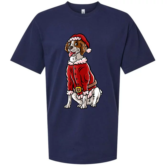 Brittany Spaniel Santa Claus Christmas Dog Merry Woofmas Meaningful Gift Sueded Cloud Jersey T-Shirt