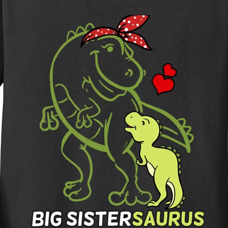 Big Sistersaurus Sister Dinosaur Baby Mother's Day Kids Long Sleeve Shirt