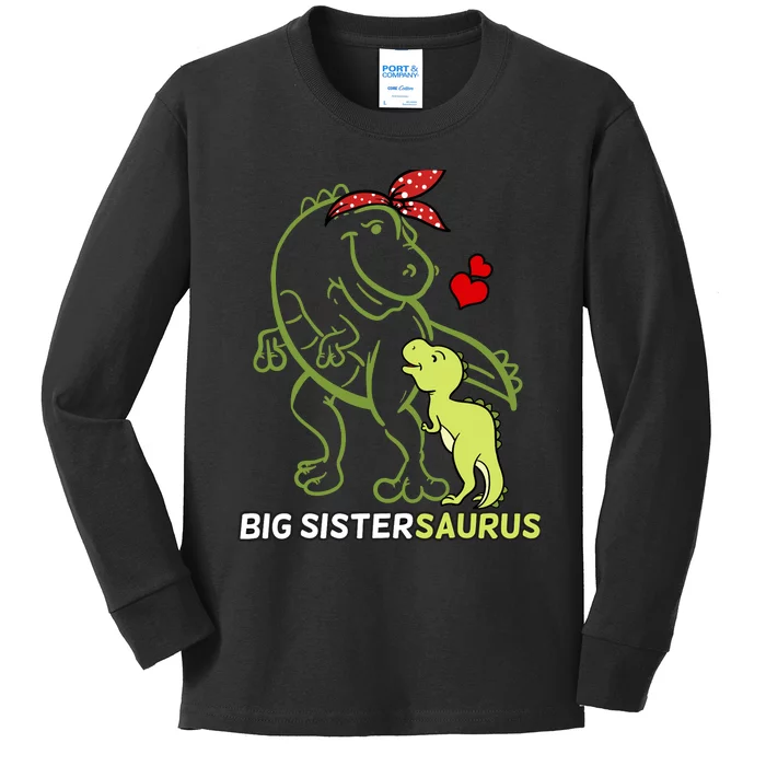 Big Sistersaurus Sister Dinosaur Baby Mother's Day Kids Long Sleeve Shirt