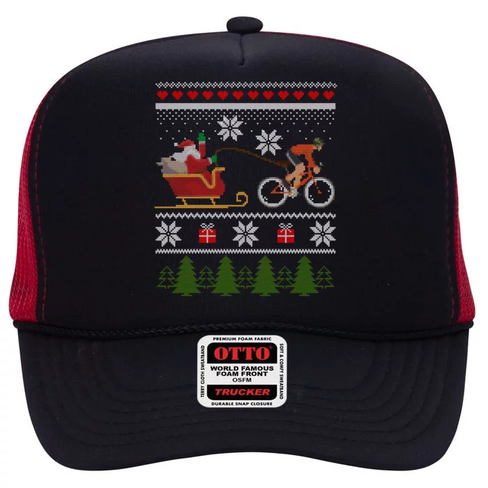 Bike Sledding Santa Sleigh Christmas Cycling Great Gift High Crown Mesh Trucker Hat