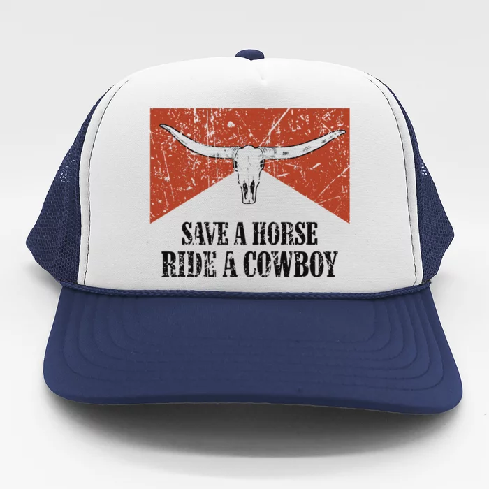 Bull Skull Save A Horse Ride A Cowboy Western Country Trucker Hat