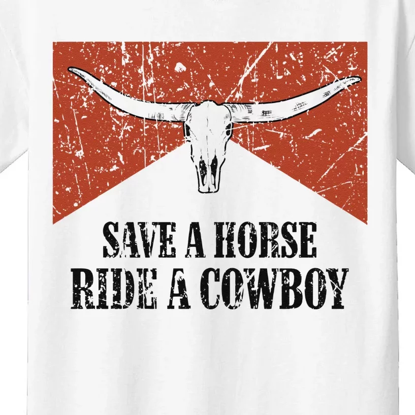 Bull Skull Save A Horse Ride A Cowboy Western Country Kids T-Shirt