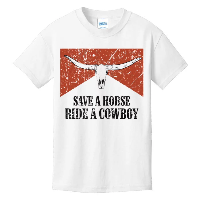 Bull Skull Save A Horse Ride A Cowboy Western Country Kids T-Shirt