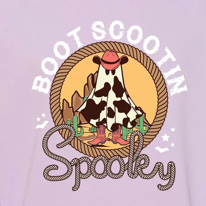 Boot Scootin Spooky Western Halloween Ghost Spooky Season Great Gift Garment-Dyed Sweatshirt