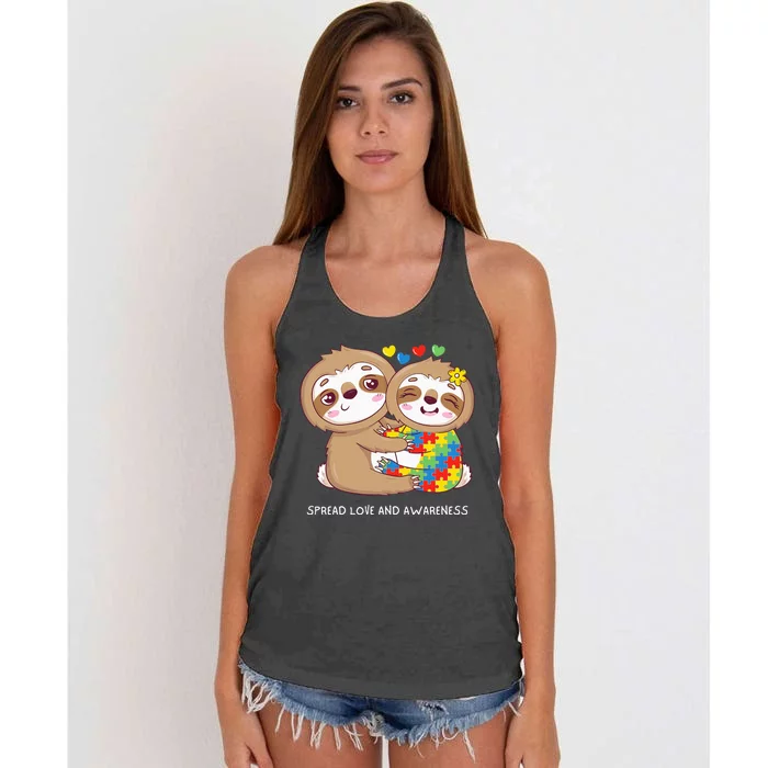 Baby Sloth Spread Love And Awareness Autism Women's Knotted Racerback Tank