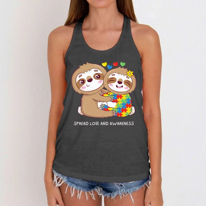 Baby Sloth Spread Love And Awareness Autism Women's Knotted Racerback Tank