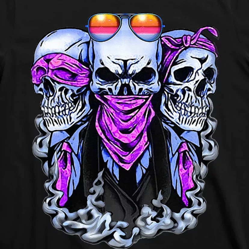 Biker Skull See No Evil Hear No Evil Speak No Evil T-Shirt