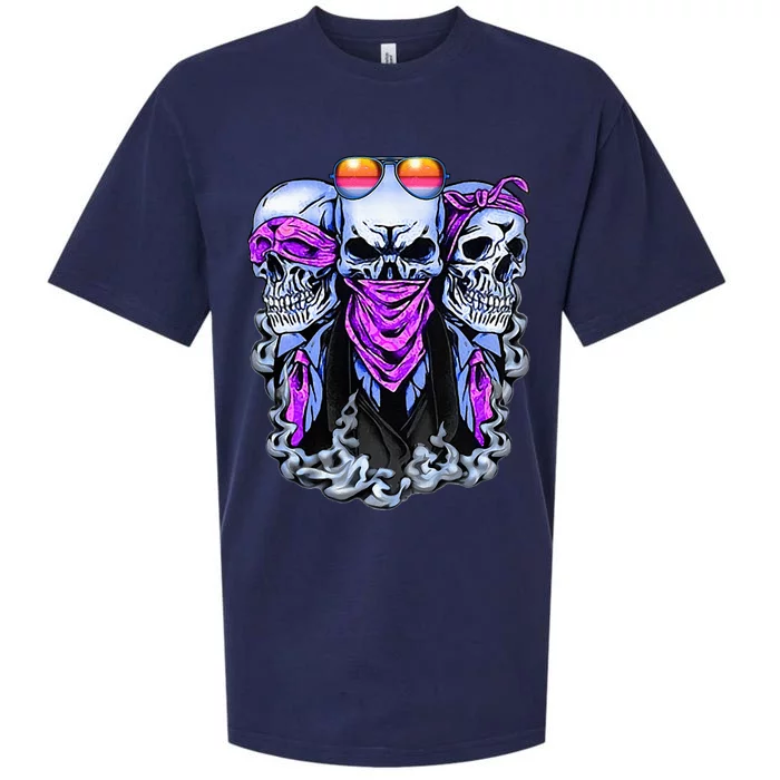 Biker Skull See No Evil Hear No Evil Speak No Evil Sueded Cloud Jersey T-Shirt