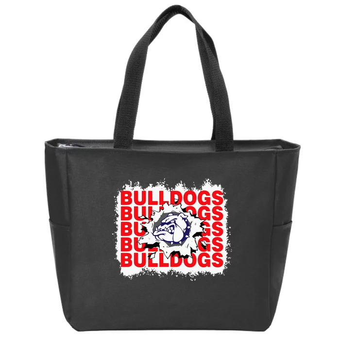 Bulldogs School Sports Fan Team Spirit Zip Tote Bag