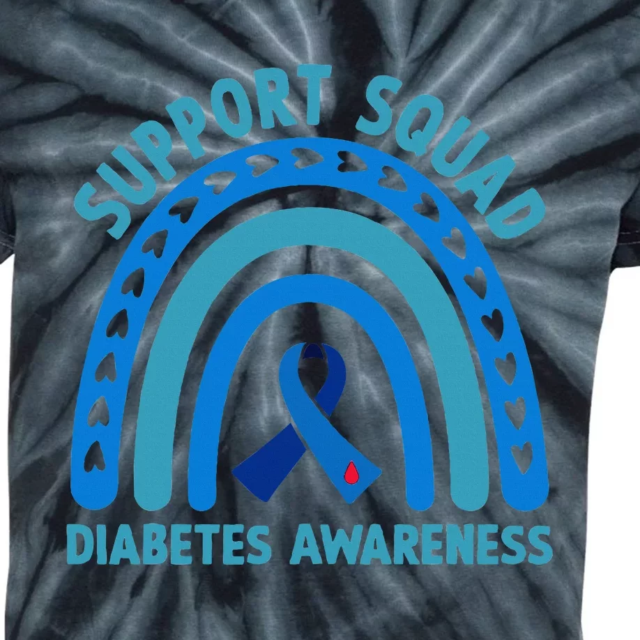 Blue Support Squad Diabetes Awareness Kids Tie-Dye T-Shirt