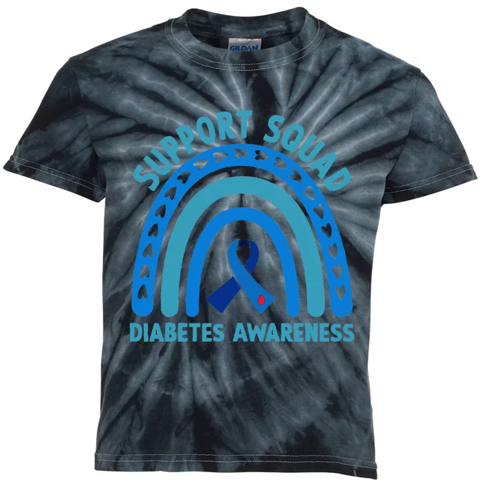 Blue Support Squad Diabetes Awareness Kids Tie-Dye T-Shirt