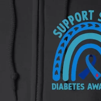 Blue Support Squad Diabetes Awareness Full Zip Hoodie