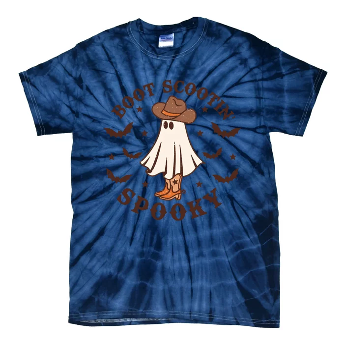 Boot Scootin Spooky Halloween Cowboy Ghost Tie-Dye T-Shirt