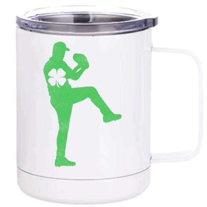 Baseball Shamrock St Patrick's Day Gift Irish Saint Paddy's Gift Front & Back 12oz Stainless Steel Tumbler Cup