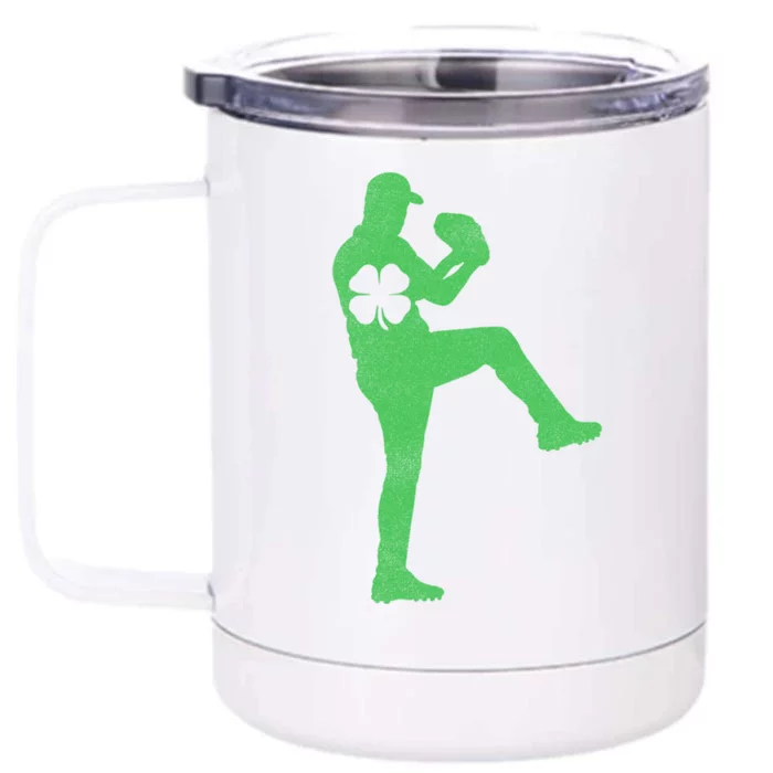 Baseball Shamrock St Patrick's Day Gift Irish Saint Paddy's Gift Front & Back 12oz Stainless Steel Tumbler Cup