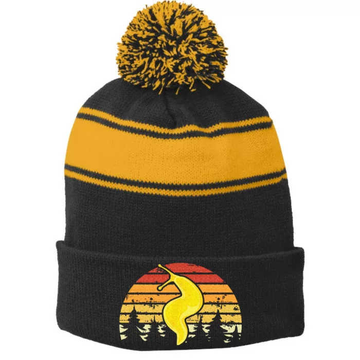 Banana Slug – Spotted Banana Slug Species Climbing Slug Stripe Pom Pom Beanie