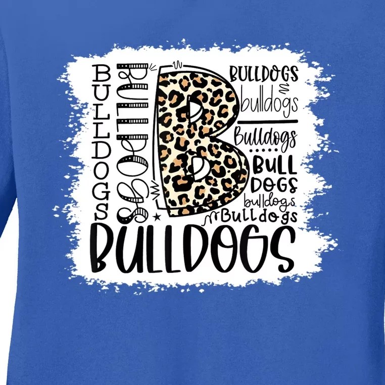 Bulldogs School Sports Fan Team Spirit Mascot Gift Bleach Ladies Long Sleeve Shirt