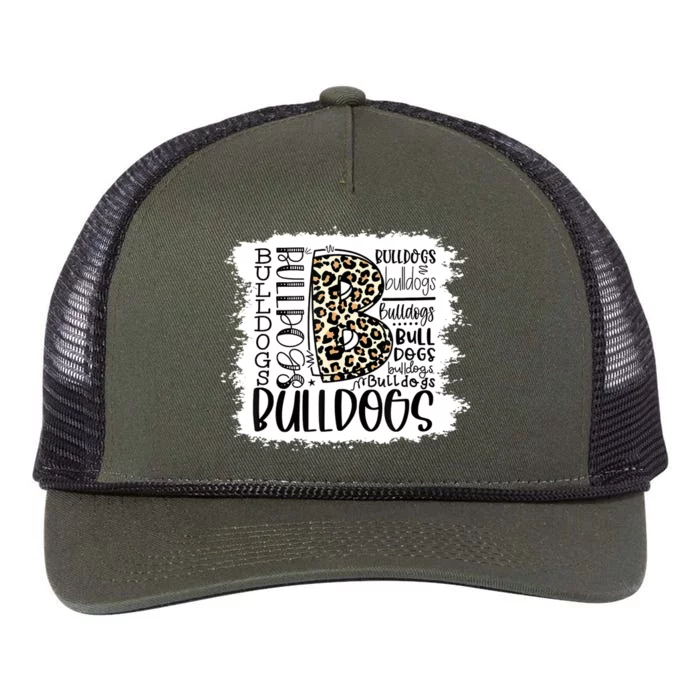 Bulldogs School Sports Fan Team Spirit Mascot Gift Bleach Retro Rope Trucker Hat Cap