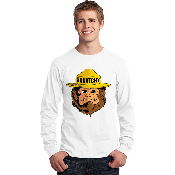 Bigfoot Squatchy Sasquatch Camping Hiking Retro Vintage Long Sleeve Shirt