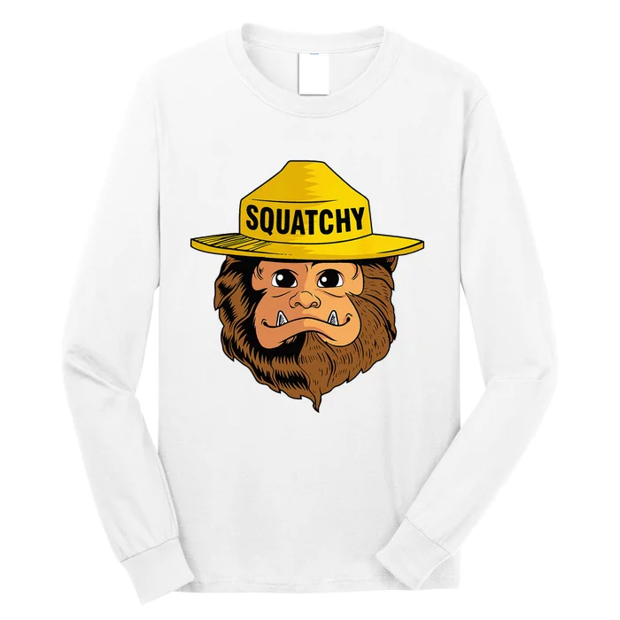 Bigfoot Squatchy Sasquatch Camping Hiking Retro Vintage Long Sleeve Shirt