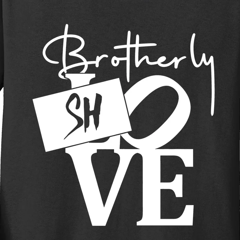 Brotherly Shove Sign Kids Long Sleeve Shirt