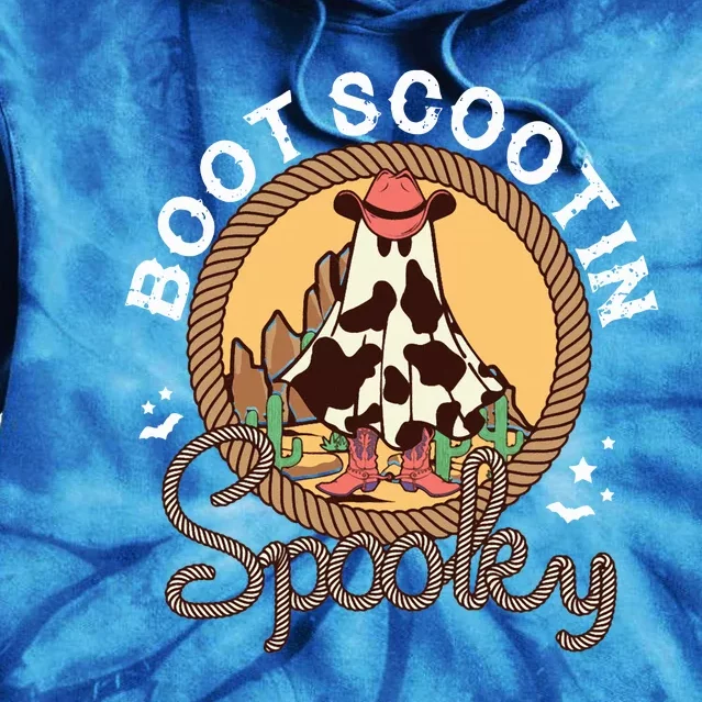 Boot Scootin Spooky Western Halloween Ghost Spooky Season Tie Dye Hoodie