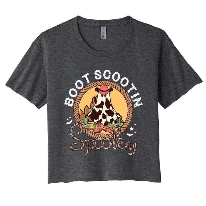 Boot Scootin Spooky Western Halloween Ghost Spooky Season Women's Crop Top Tee