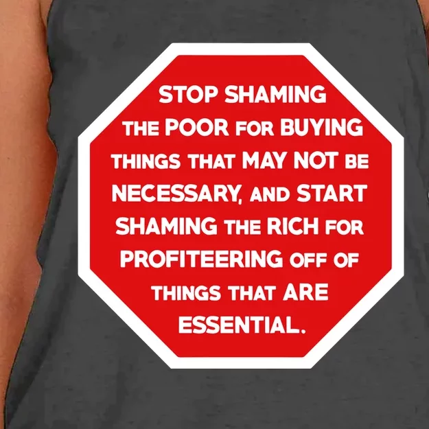 Bladeofthesun Stop Shaming The Poor For Buying Things That May Not Be Necessary Women's Knotted Racerback Tank