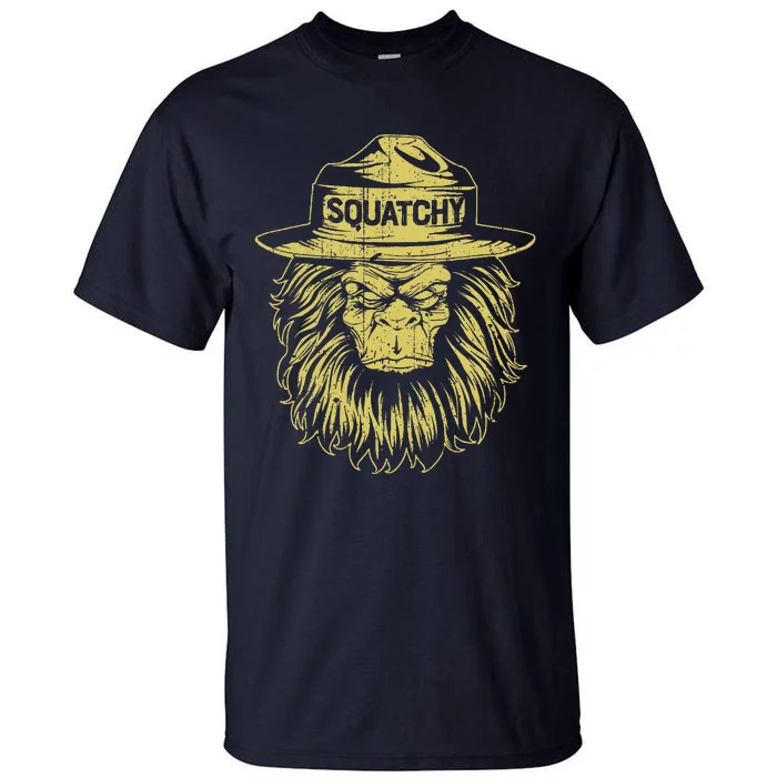 Bigfoot Squatchy Sasquatch Hat Smokey Retro VintageBear Tall T-Shirt