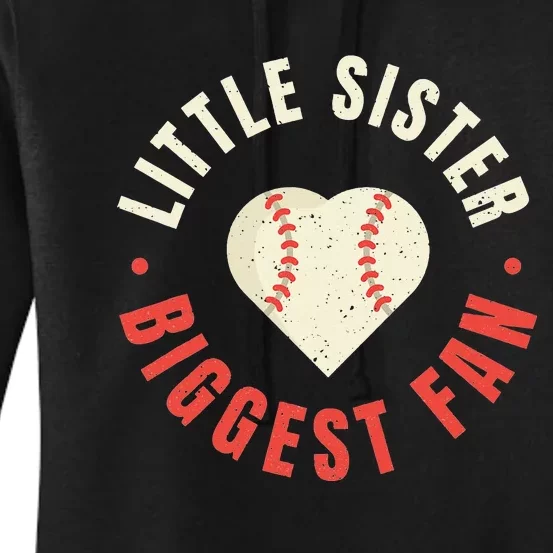 Baseball Sister 's Little Sister Biggest Fan Tee Ball Women's Pullover Hoodie